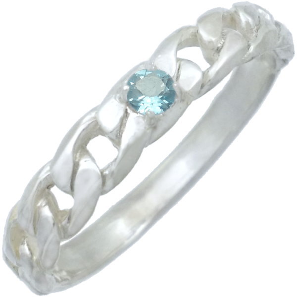 (11月)ブルートパーズ ホワイト ミディアム キヘイ シルバーリング(指輪)*SWANKY(スワンキー) 誕生石