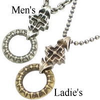 [ペア] シルバー&ブラスクロスウィズリングペンダントトップ*Enemy(エネミー)