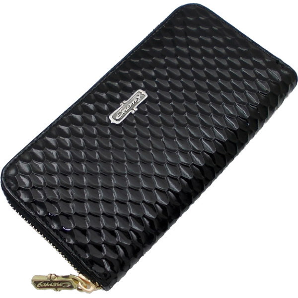 ロゴフレーム ラウンドファスナー シャイニーメッシュ ウォレット*Enemy(エネミー) ラウンドジッパー