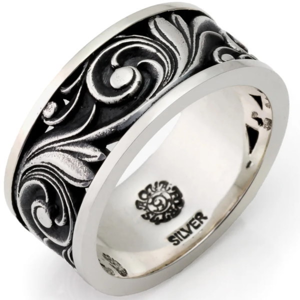 ラージ バンド クラシカル アラベスク シルバー リング(指輪)*AQUA SILVER(アクアシルバー)