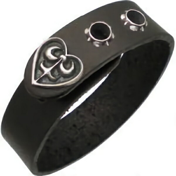 ゴシックハート シルバーホールレザーブレスレット*Enemy(エネミー)