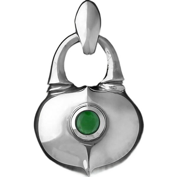 ロンワンズ(LONE ONES)*ミディアムハートロックウィズエメラルド シルバーペンダントトップ