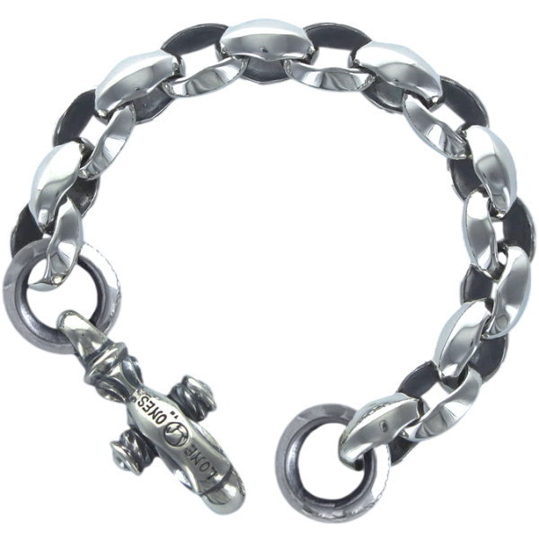 ロンワンズ(LONE ONES)*ミディアム シルク リンク wプレーン サークル シルバーブレスレット