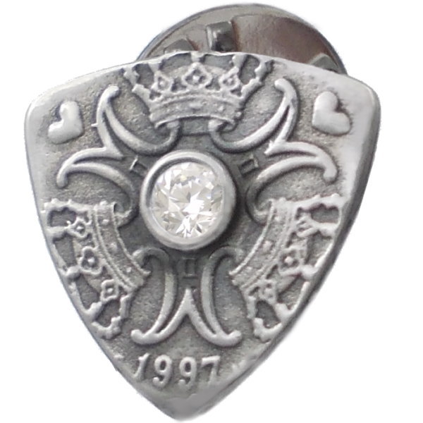 (4月)ジルコニア クローネ ピック コイン シルバーピンバッジ ピンズ 誕生石