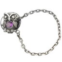 (2月)アメジスト ふくろう チェーン シルバーピンバッジ ピンズ 誕生石