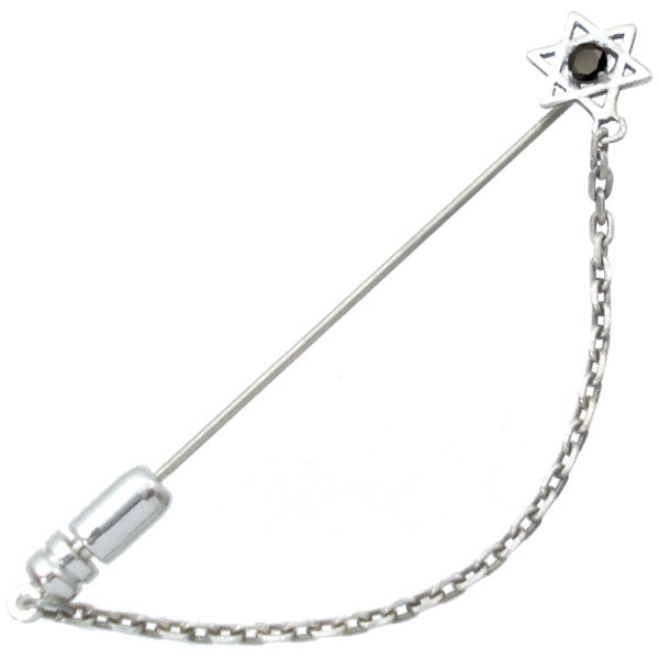 ブラックジルコニア ヘキサグラム 六芒星 チェーン シルバーラペルピン