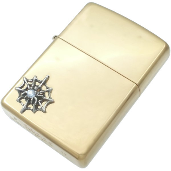 (3月)アクアマリン スパイダー ブラスジッポ 誕生石