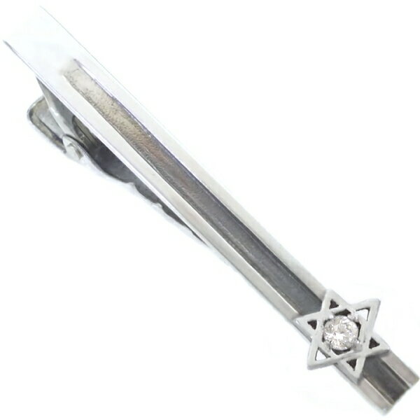 (4月)ジルコニア ヘキサグラム 六芒星 シルバー925 ネクタイピン 誕生石