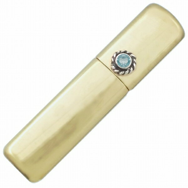 (11月)ブルートパーズ ツイスト フラワー リッド ブラスジッポ 誕生石