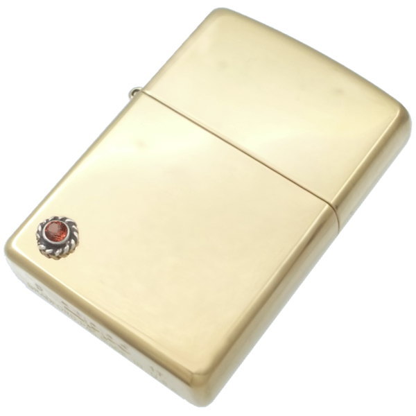 (1月)ガーネット ツイスト フラワー ブラスジッポ 誕生石