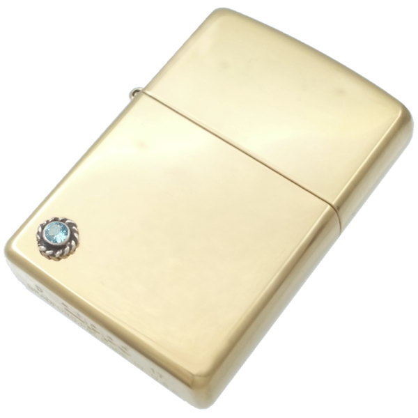 (11月)ブルートパーズ ツイスト フラワー ブラスジッポ 誕生石