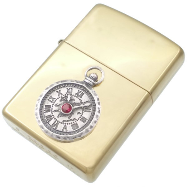 (7月)ルビー アンティーク ウォッチ ブラスジッポ 誕生石