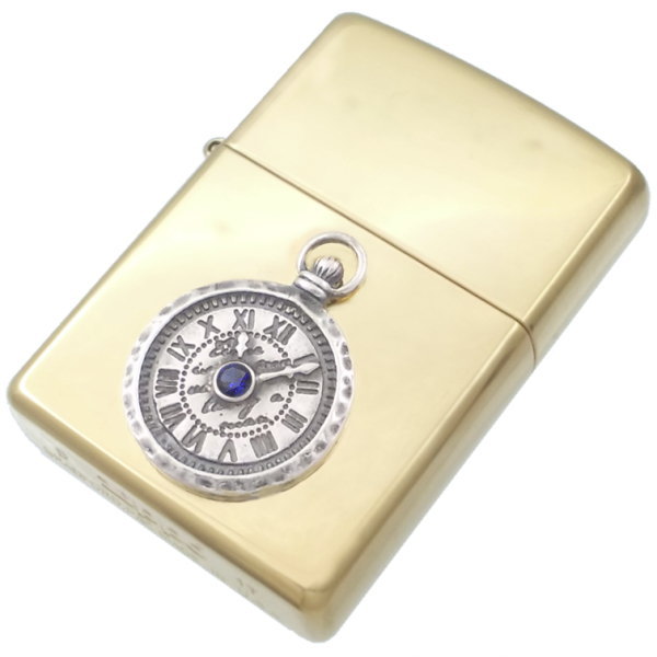 (9月)サファイア アンティーク ウォッチ ブラスジッポ 誕生石