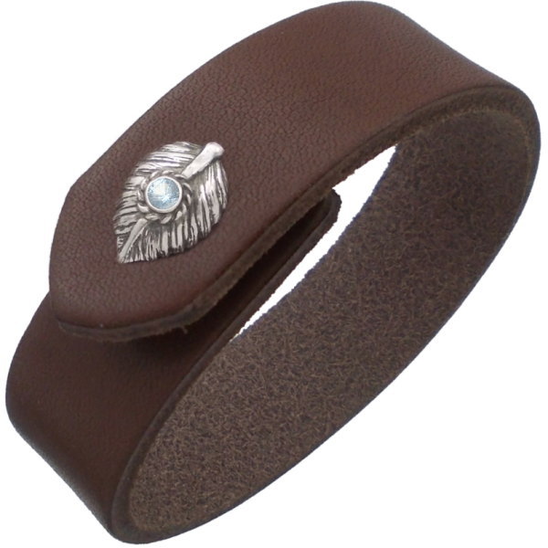 (12月)タンザナイト ブラック ネイディブ ハート フェザー ブラウンレザーブレスレット 誕生石