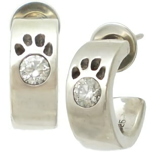 (4月)ジルコニア肉球 シルバーピアス(ペア)ネコ 猫 キャット 誕生石