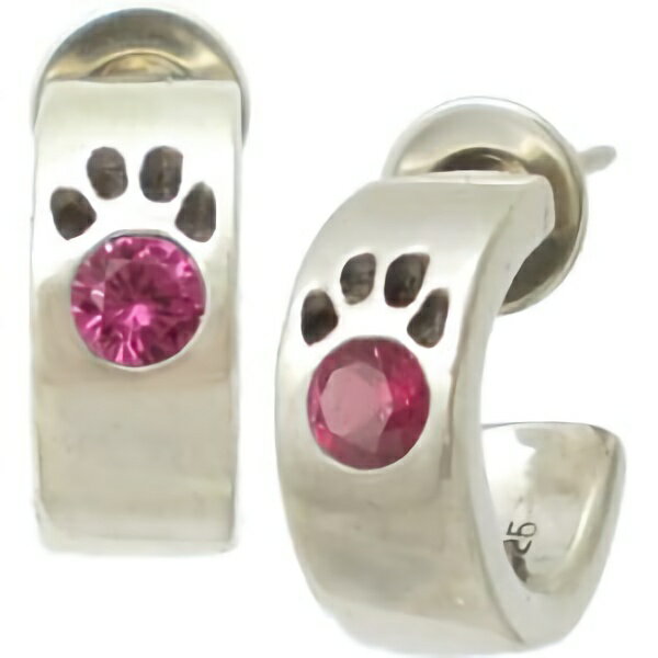 (7月)ルビー肉球 シルバーピアス(ペア)ネコ 猫 キャット 誕生石