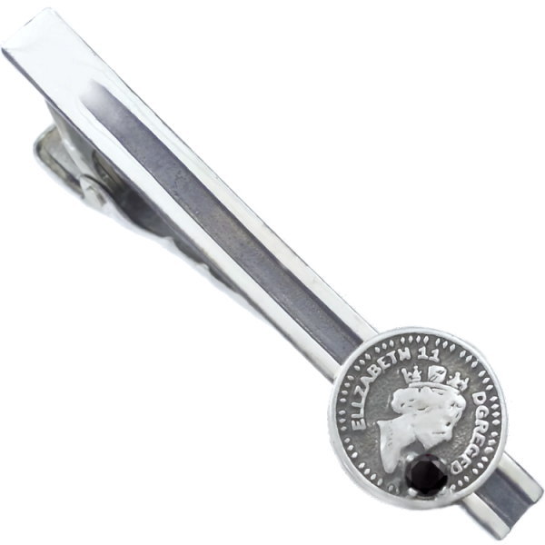ブラックジルコニア エリザベス コイン シルバー925 ネクタイピン