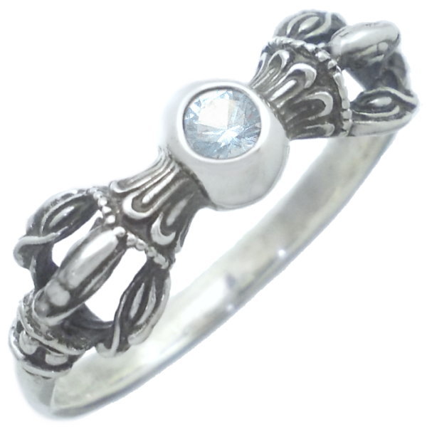 (3月)アクアマリン ブラック バジュラ シルバーリング（指輪） 誕生石