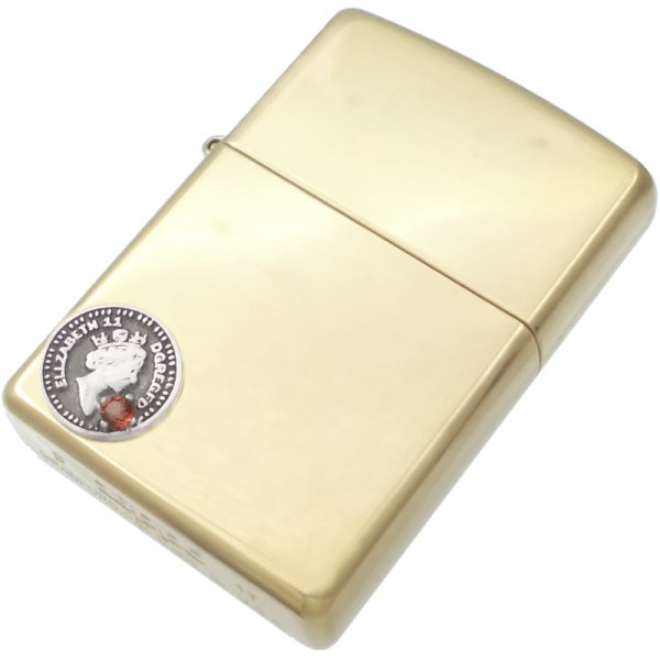 (1月)ガーネット ブラック エリザベス コイン ブラスジッポ 誕生石