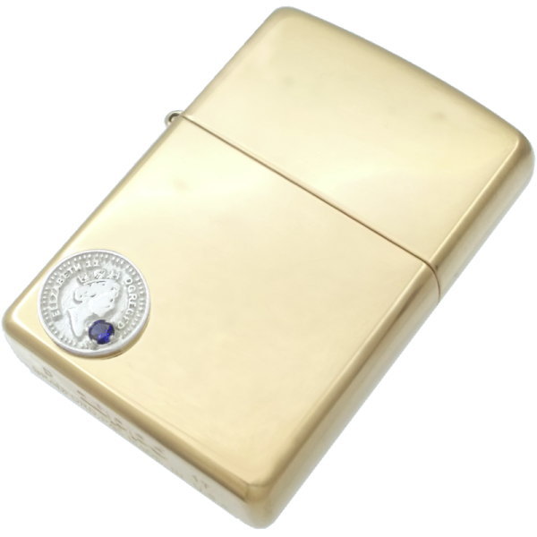 (9月)サファイア ホワイト エリザベス コイン ブラスジッポ 誕生石