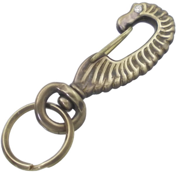 (4月)ジルコニア ワイルド ホース ブラス キーホルダー 誕生石(4.0)