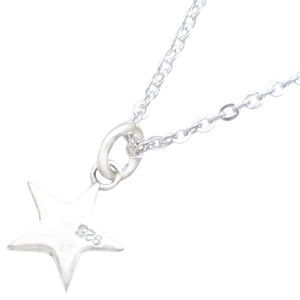 (3月)アクアマリン ホワイト タイニー スター シルバーチャームネックレス 誕生石