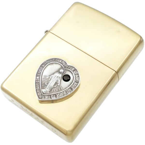 ブラックジルコニア ハート マリア センター ブラスジッポ