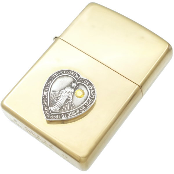 イエロージルコニア ハート マリア センター ブラスジッポ 金運 開運 誕生石