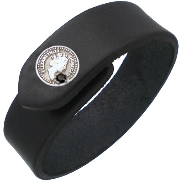 ブラックジルコニア ブラック エリザベス コイン ブラックレザーブレスレット