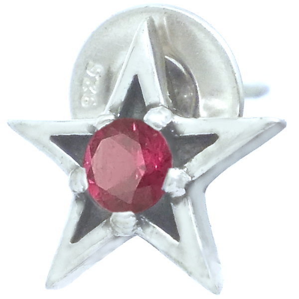 Ruby - (7月)ルビー ブラック タイニー スター シルバーピアス 誕生石