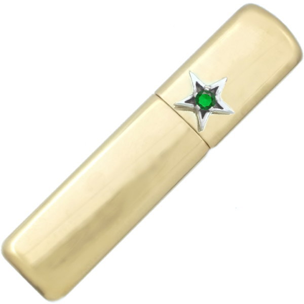 (5月)エメラルドグラス タイニー スター リッド ブラスジッポ 誕生石