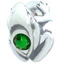 (5月)エメラルドグラス ブラック フロッグ シルバーピアス 誕生石