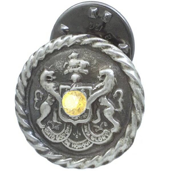 イエロージルコニア アンティーク エンブレム シルバーピンバッジ ピンズ 金運 開運 誕生石