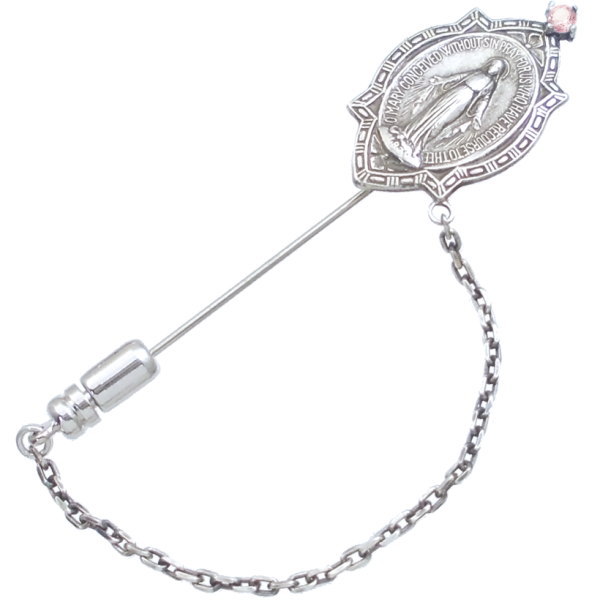 (10月)ピンクトルマリン フレーム マリア チェーン シルバーラペルピン 誕生石