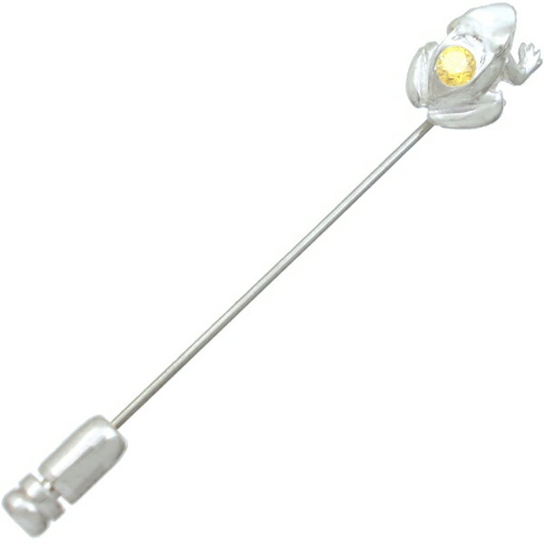 イエロージルコニア ホワイト フロッグ シルバーラペルピン 金運 開運 誕生石