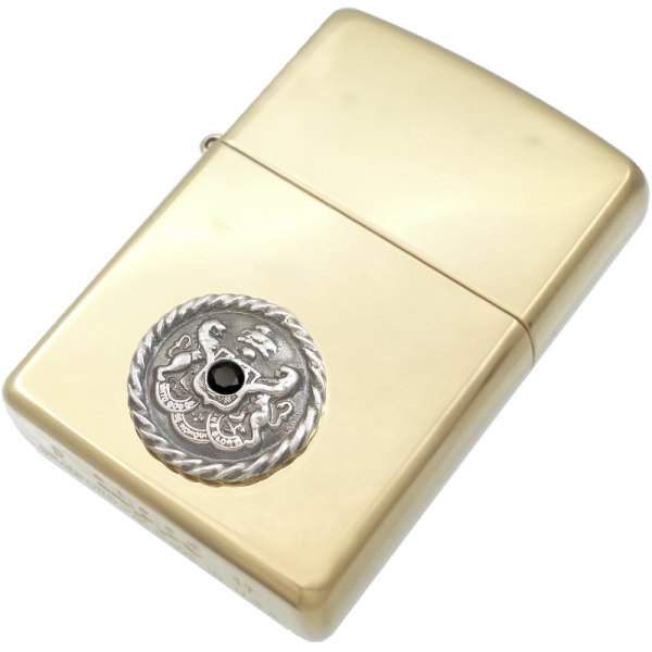 ブラックジルコニア アンティーク エンブレム センター ブラスジッポ