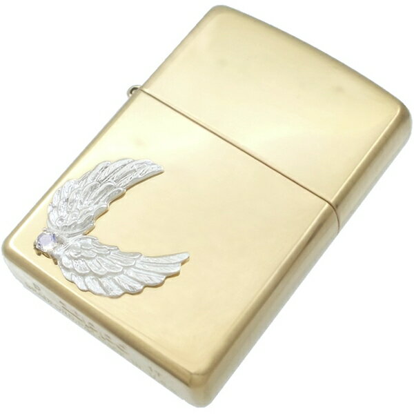 (6月)ブルームーンストーン ホワイト ツイン ウイング ブラスジッポ 誕生石