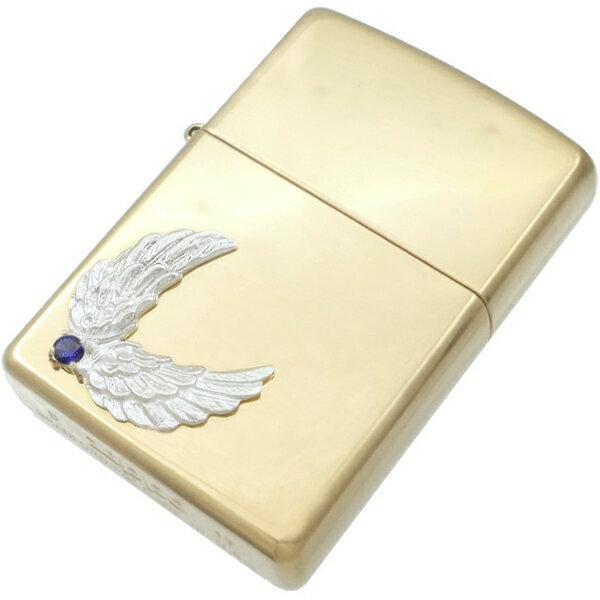 (9月)サファイア ホワイト ツイン ウイング ブラスジッポ 誕生石