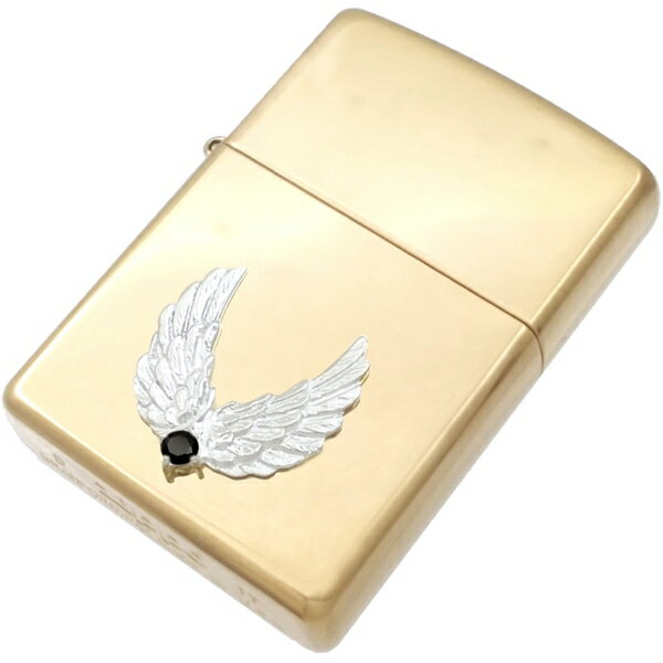 ブラックジルコニア ホワイト センター ツイン ウイング ブラスジッポ