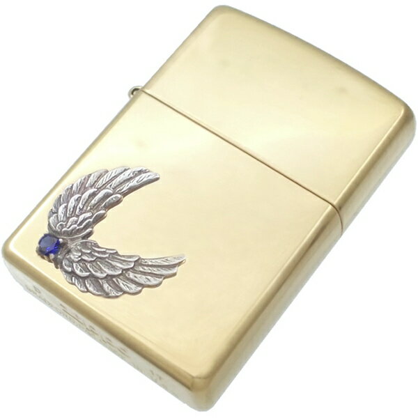 (9月)サファイア ブラック ツイン ウイング ブラスジッポ 誕生石