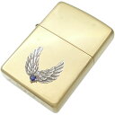 (9月)サファイア ブラック センター ツイン ウイング ブラスジッポ 誕生石