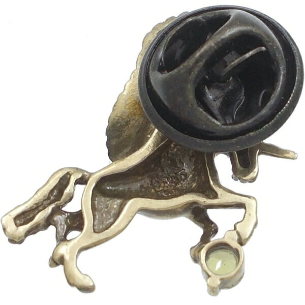 (8月)ペリドット アンティークゴールド 有翼の ユニコーン シルバーピンバッジ ピ...