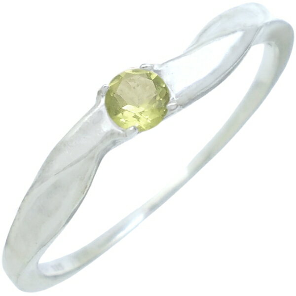 (8月)ペリドット レディース ハーフツイスト シルバー リング（指輪） 誕生石