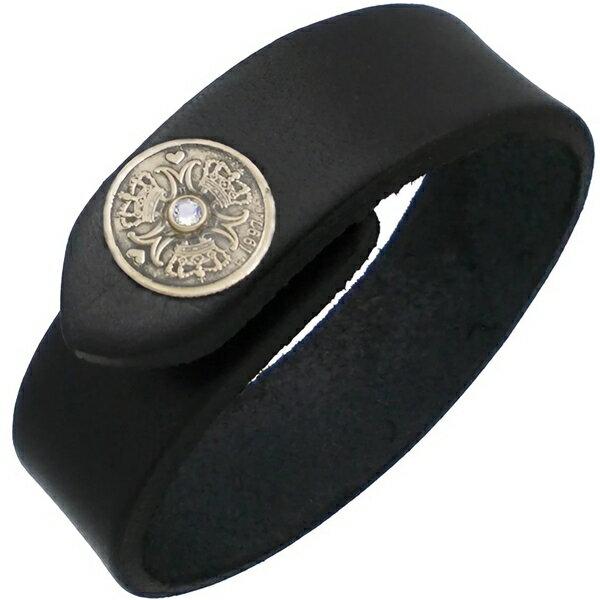 (6月)ブルームーンストーン アンティークゴールド クローネ コイン ブラックレザーブレスレット誕生石