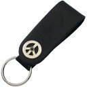 ブラックジルコニア ゴールドコート クローネ ピース コイン ブラックレザー キーホルダー