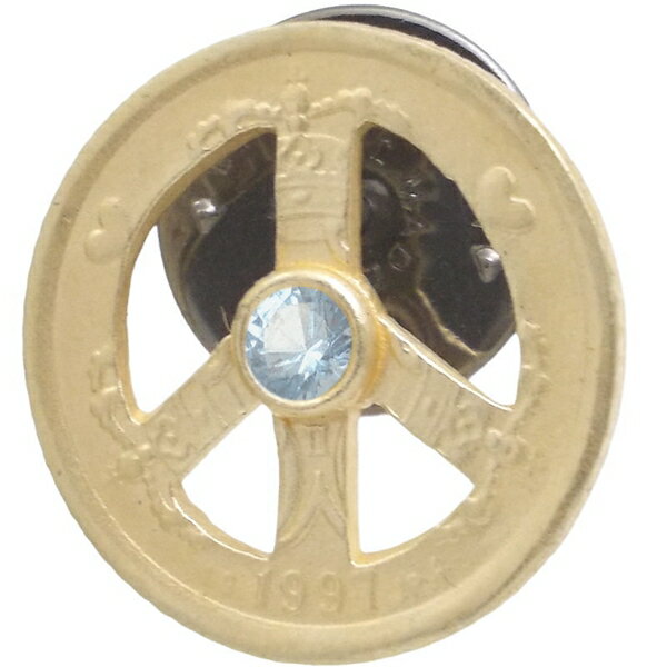 (12月)タンザナイト ゴールドコート クローネ ピース コイン シルバーピンバッジ ピンズ誕生石