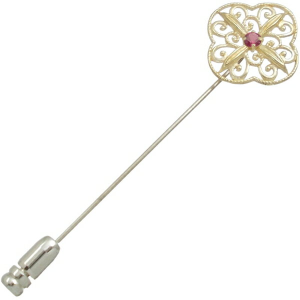 (7月)ルビー ゴールドコート オリエント クロス シルバーラペルピン 誕生石