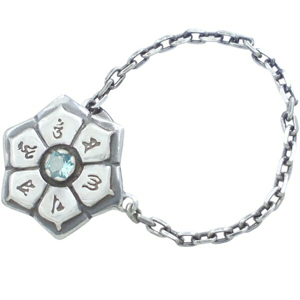 (11月)ブルートパーズ ブラック 六字大明呪 梵字 チェーン シルバーピンバッジ ピンズ 誕生石 六字真言 お守り