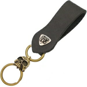 ラスティ" シルバーピック"ダブルスカル レザーキーホルダー