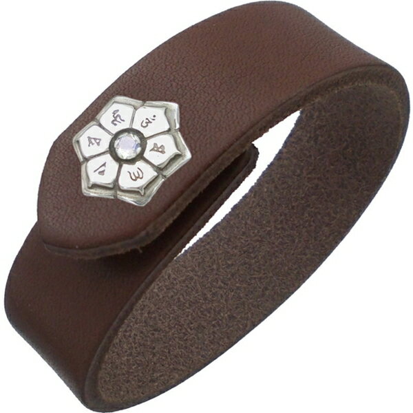 (6月)ブルームーンストーン ブラック 六字大明呪 梵字 ブラウンレザーブレスレット 誕生石 六字真言 お守り